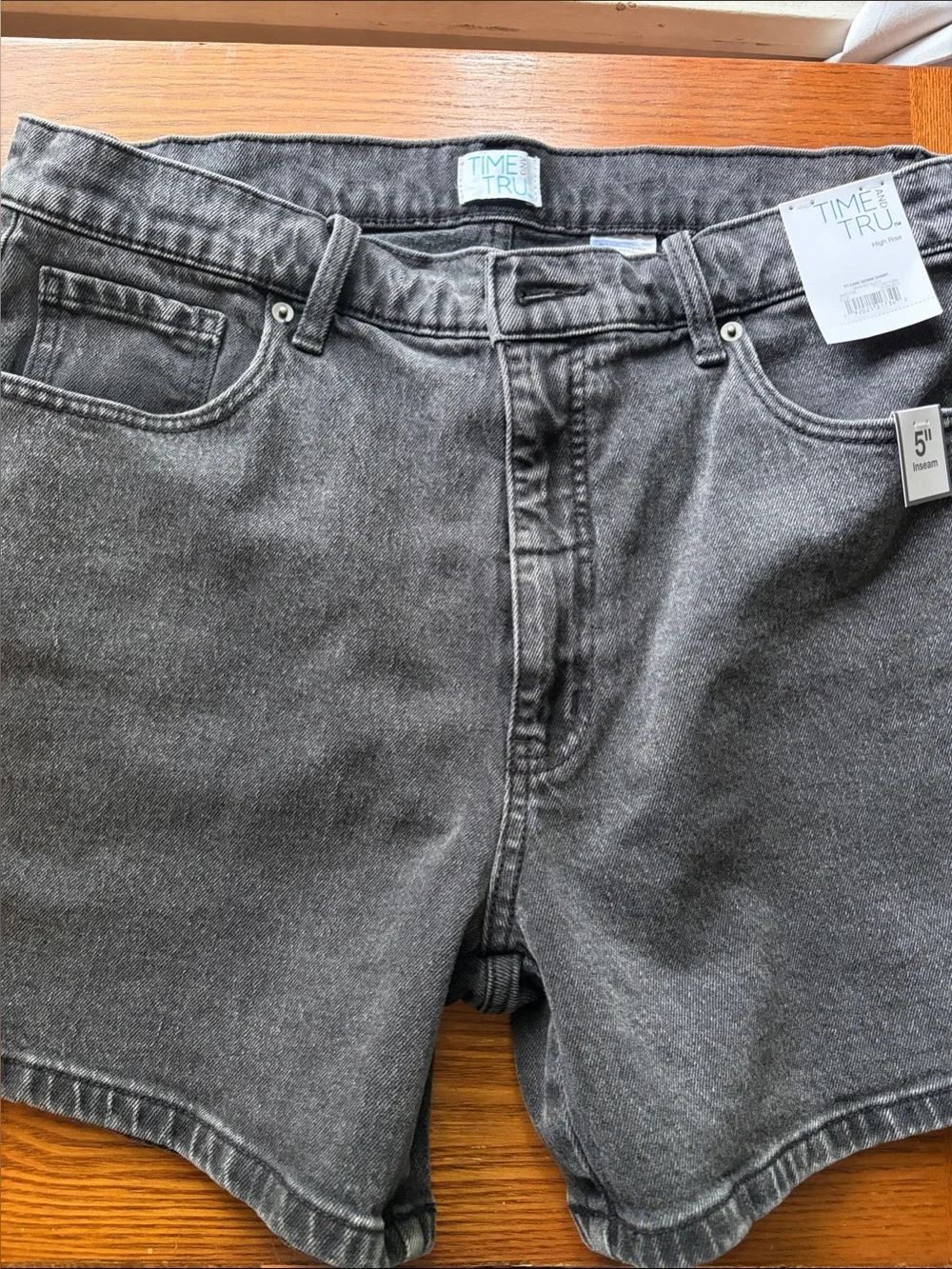Time and Tru Men's Washed Black Denim Cutoff Shorts